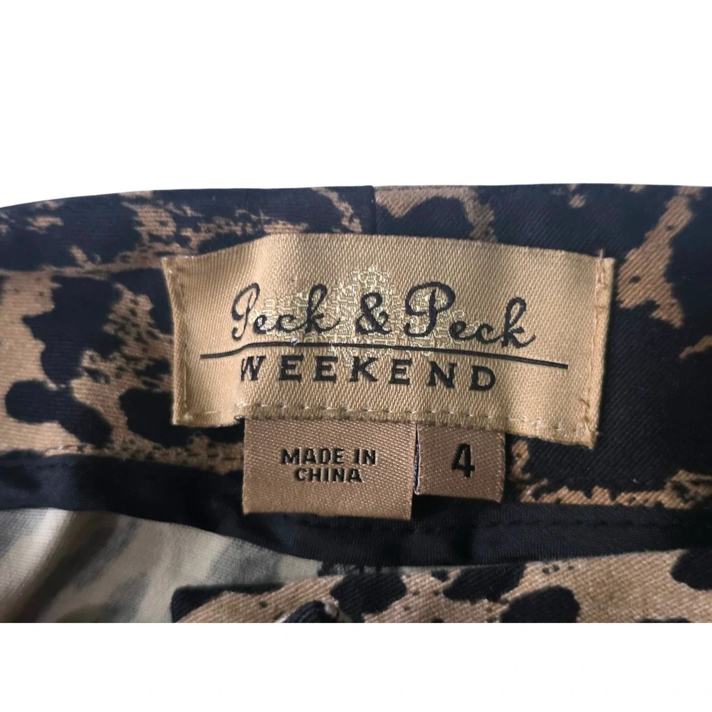 Peck & Peck Weekend Womens‎ Leopard Print Cropped Pants Brown Black Size 4